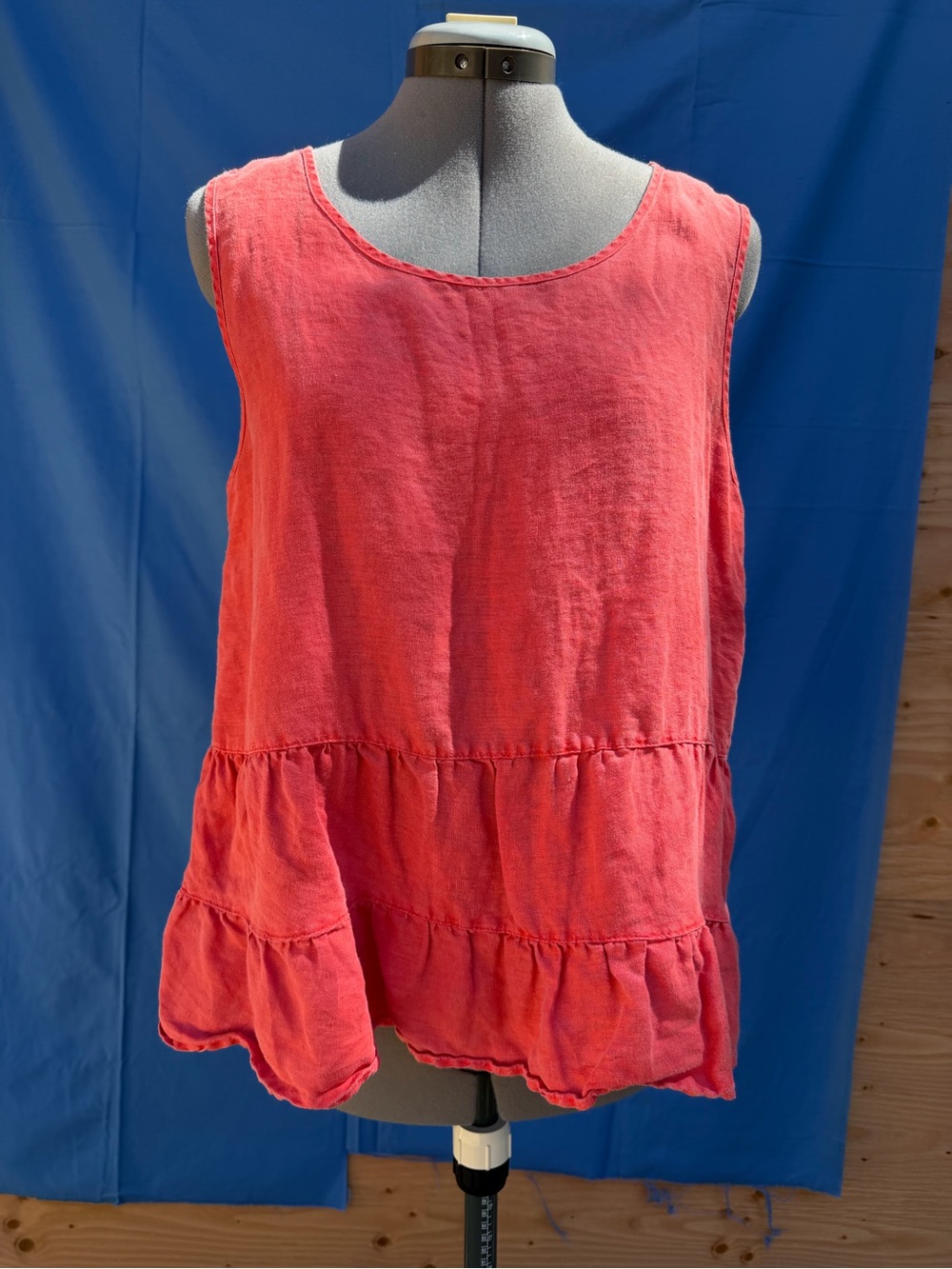Cynthia Rowley Linen Coral Pink Ruffle Tank